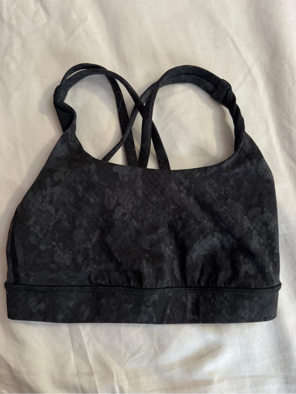 lululemon athletica Black Strappy Sports Bra with Subtle Print